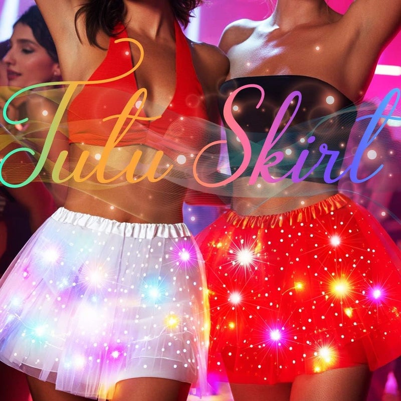 Nicute Light Up Tutu Led Layered Tulle Tutus Skirt for Women - Image 4